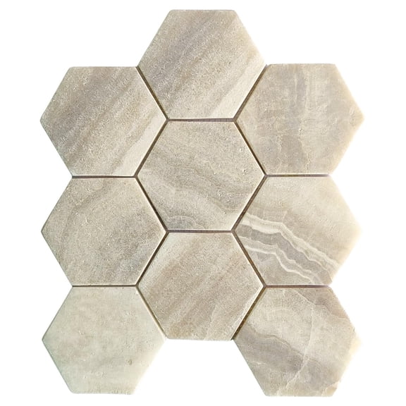 CNK Tile White Hexagon Marble Mosaic Tile 12" x 12