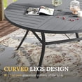 thumbnail image 3 of Vicllax Outdoor Patio Dining Table Dia.60" Slatted Tabletop Metal Frame with Umbrella Hole, Gray, 3 of 7
