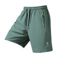 thumbnail image 2 of Men's Elastic Waist Zippered Pocket Training Shorts, Fitness Gym Shorts, Athletic Workout Shorts, Polyester Quick Dry & Breathable, For Running, Jogging, Sports, Summer | JASKFLY,Green XS, 2 of 9