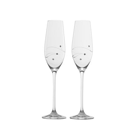 Sparkle Crystal Flutes Pair with 3 Swarovski Diamonds