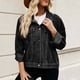 thumbnail image 4 of Abrigos y chaquetas de mezclilla con capucha y manga larga para mujer, abrigos casuales con cuello vuelto, bolsillos, botones regulares, sin capucha, abrigos de mezclilla de manga larga para mujer, 4 of 6