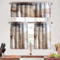 thumbnail image 1 of Brown Thin Kitchen Curtains Tiers and Valances Set 3 Piece for Windows Beige Kitchen Window Curtains Set,Modern Abstract Art Valances for Living Room(36" Tiers Set), 1 of 5