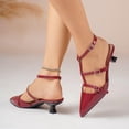 thumbnail image 2 of Xucatan Women's T-Strap Kitten Heels, Patent Leather Pointed Toe Slingback Sandals with Adjustable Buckle, Low Block Heel Dressy Summer Shoes, Versatile Design for Office Wedding Daily Gift, 2 of 9
