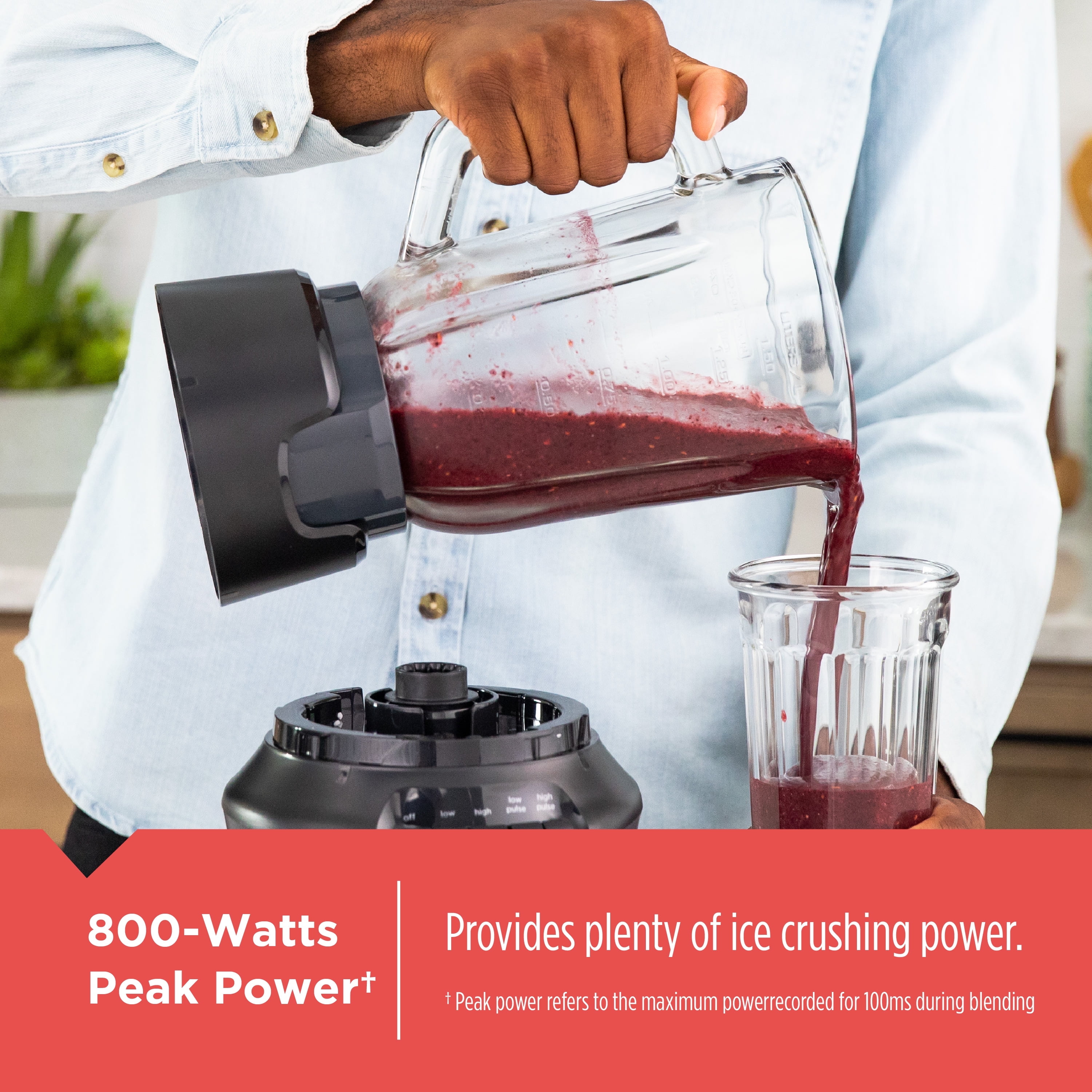 Open Box BLACK + DECKER Performance Helix™ Blender, 800 Watts, 48 Oz (6-cup) Perfect Pour Glass Blending Jar, Black & Gray, BL1600BG-1