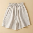 thumbnail image 4 of Diufon Women's Cotton Linen Shorts Ruffle Elastic Waist Drawstring Shorts Solid Color Shorts with Pockets, 4 of 7