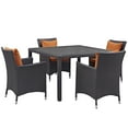 thumbnail image 2 of Modway Convene 5 Piece Outdoor Patio Dining Set in Espresso Orange, 2 of 7