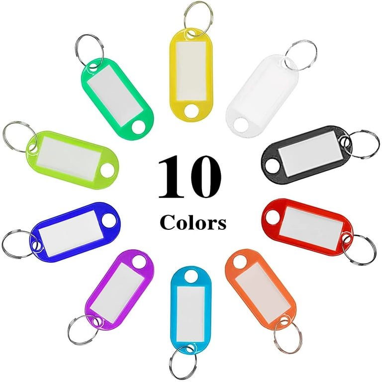 Plastic Key Tags 200 Pcs, Bulk Key Labels with Ring and Label Window, Key  Chain ID Tags, Key Identifiers for Name, Luggage 10 Colors 