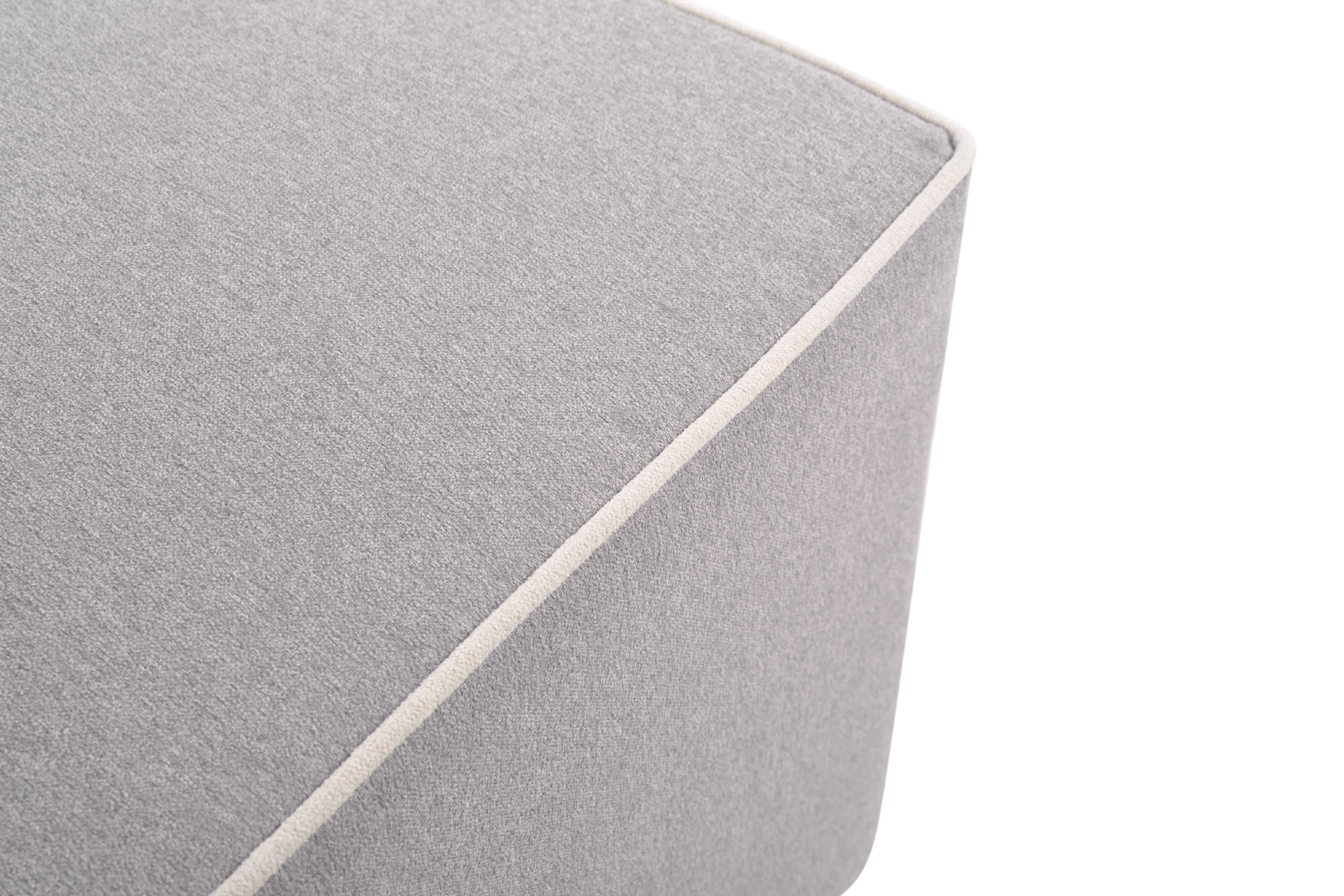 Davinci Universal Gliding Ottoman in Grey Finish with Cream Piping