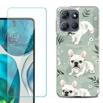 For Motorola Moto G Power 5G 2025 Phone Case Cover with Tempered Glass Screen Protector, by OneToughShield - French Bulldog