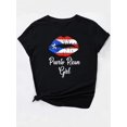 thumbnail image 4 of Camiseta informal de cuello redondo para mujer con gráfico de niña puertorriqueña, tejido de punto de algodón, elasticidad media, manga corta para primavera/verano/otoño, ideal para practicar deportes, 4 of 7