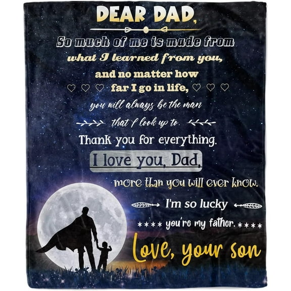 Dad Gifts from Son, Gifts for Dad from Sons Dad Blanket for Dad Birthday Gift from Son, Birthday Gifts for Dad Gifts for Papa Presents Dads Birthday Flannel Throw Blanket- 80x 60Inch
