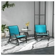thumbnail image 2 of Outdoor Glider Chairs 2-Piece Set, Steel Patio Swing Chair with Curved Armrests for Porch, Garden, Poolside, Balcony - Blue, 2 of 9