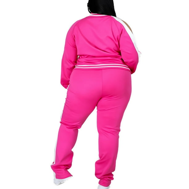 Plus size shop pink adidas tracksuit