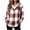 Wine, variant on Women Vintage Plaid Hooded Jacket, Long Sleeve Button‑Down Casual Loose Overshirt Outerwear with Pockets for Fall Winter