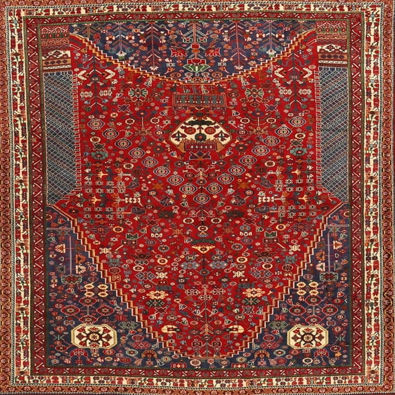 Ahgly Company Indoor Square Traditional Dark Almond Brown Persian Area Rugs, 4' Square