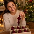 thumbnail image 5 of 6 Pack Christmas Tree Ornaments Set Vintage Finial Hanging Baubles for Holiday Mantel Decor Indoor Home Decoration Spindle Drop Ornaments for Xmas Tree Party Display Festive Hanging, Red, Style A, 5 of 7