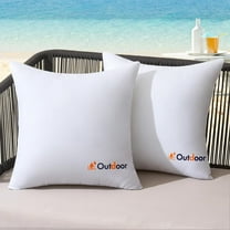 2 Pack 18x18 Inch Waterproof Outdoor Throw Pillow Inserts, Decorative Polyester Filled Cushions for Patio Garden Poolside Lounge, White