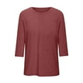 thumbnail image 4 of Tdoqot Womens Cotton T Shirts Plus Size- 3/4 Sleeve Summer Casual Soft Basic Tees Tops Wine Size XL, 4 of 4