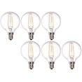 thumbnail image 1 of GFDYREE LED Vintage Edison Bulb, Dimmable, G16.5 2W (20W Equivalent), LED Filament Bulb, 200 Lumen, 2700K (Warm White), Medium Base E12, CRI 85+, 110-120v, UL-Listed (6 Pack) (E12 Base, 2 Wa, 1 of 5