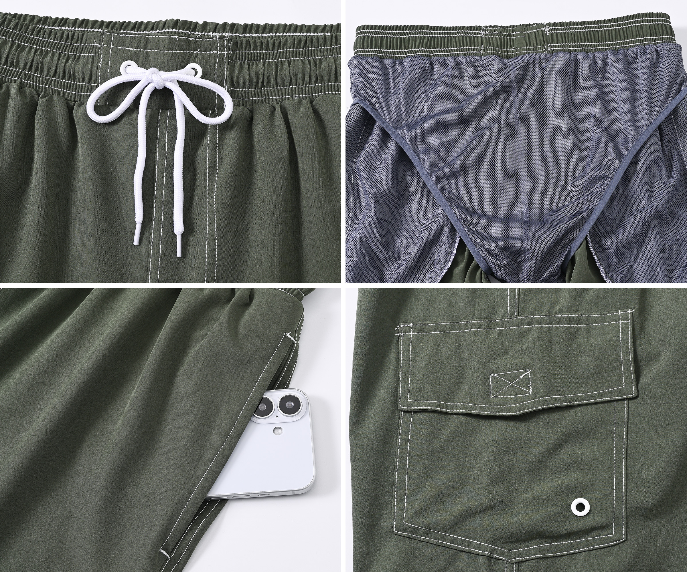 Tyhengta Men's Quick-Dry Swim Trunks, Army Green photo 7