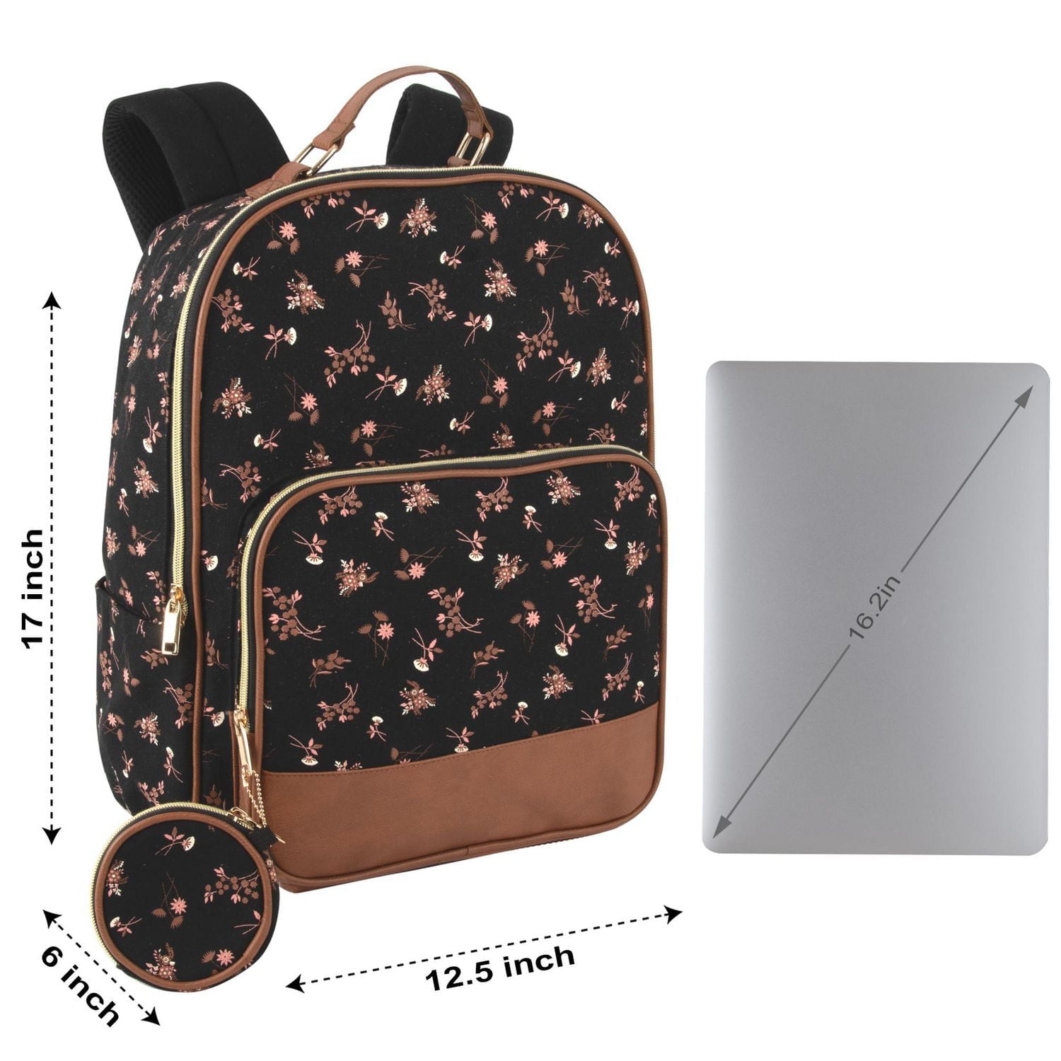 Sac à dos de Madison & Dakota multi-poches 2 pièces avec pochette pour ordinateur portable et porte-clés amovible