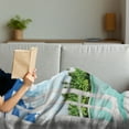 thumbnail image 3 of Tropical Soft Flannel Fleece Throw Blanket, Cloudy Sky and Exotic Forest near Calm Ocean Open Window Summer Scene, Cozy Plush for Indoor and Outdoor Use, 70" x 90", Aqua Green and Blue, by Ambesonne, 3 of 5