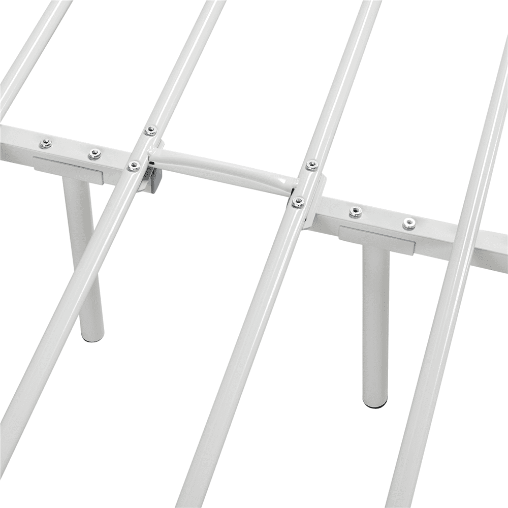 Alden Design Metal Platform Bed Frame with Headboard and Footboard, Queen, White