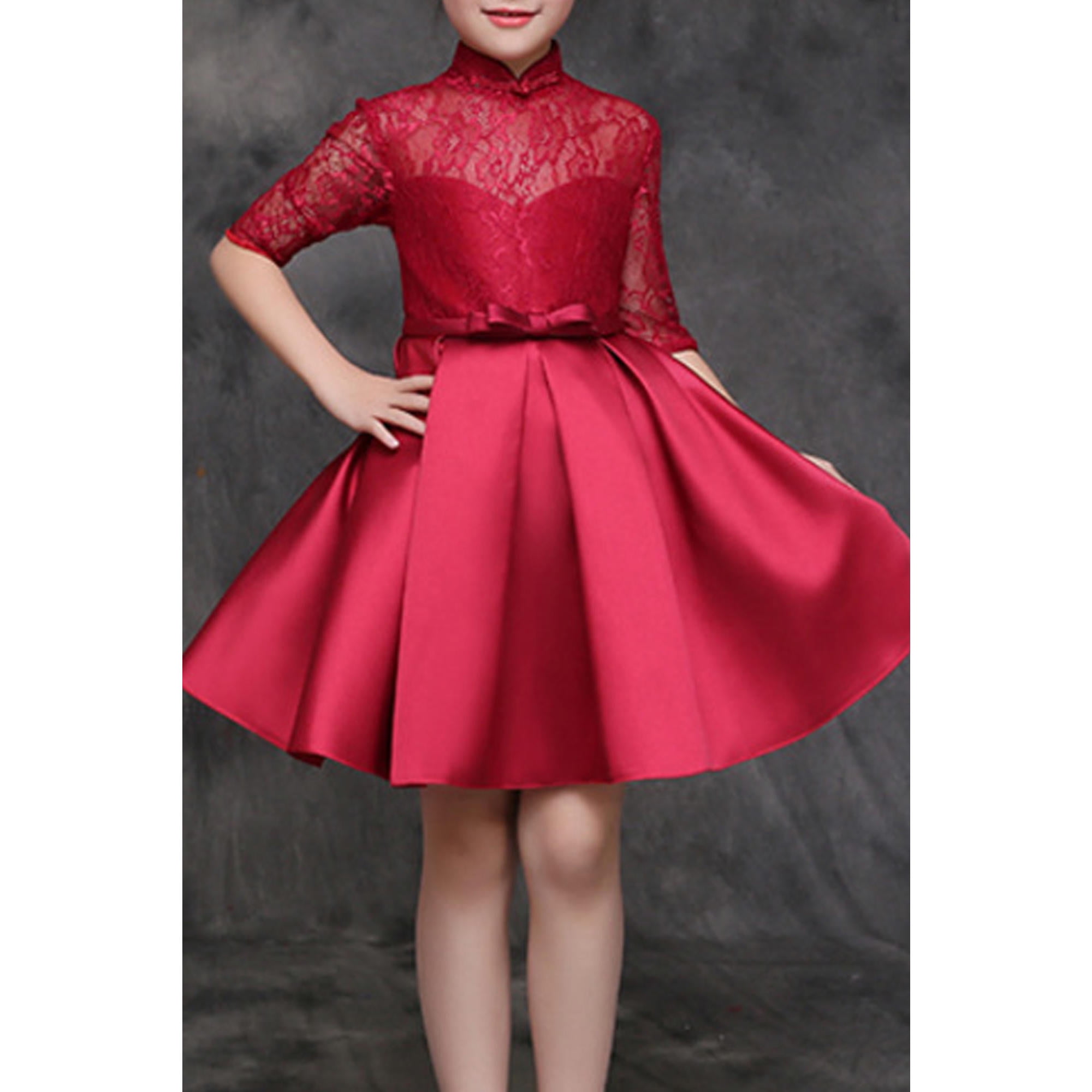 girls plain red dress