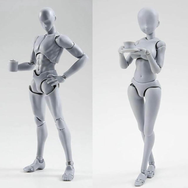 ziyahi 15cm Figures Body Set with Model Box Drawing Set with Figure Figure Model Display Stand Holder for Bedroom Decor Male Gray