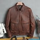 thumbnail image 2 of Envío. MA-1 Abrigo de cuero de bombardero gratis, chaqueta de piel de vaca gruesa, chaqueta de cuero genuino para hombres. Ropa marrón vintage de Top Gun, 2 of 4