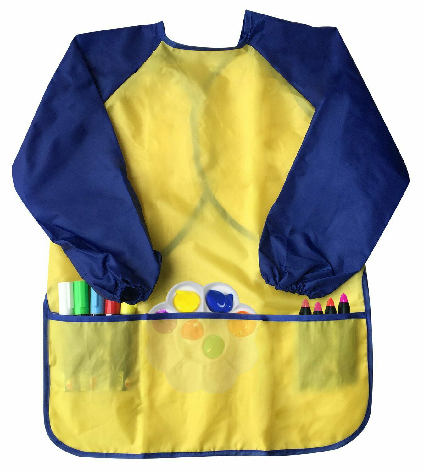 Fiween Long Sleeve Pack of 2 Kids Art Smocks With 3 Pockets for Age 2-6 YearsChildren Waterproof Artist Painting Aprons 