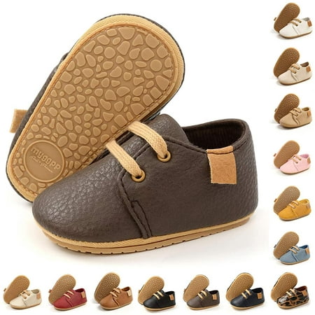 

Baby Boys Girls Moccasins Oxford Sneakers PU Leather Rubber Sole Infant Loafers Anti-Slip Toddler First Walkers Crib Dress Shoes