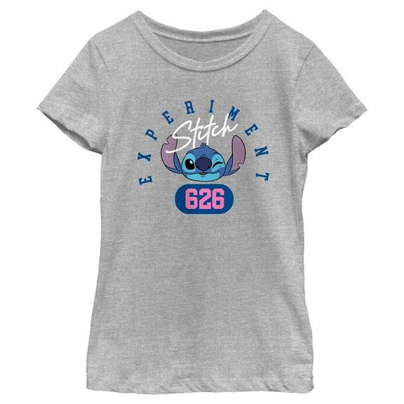 Girl's Lilo & Stitch Experiment 626 Cute Face  Graphic Tee Athletic Heather Medium