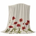 thumbnail image 6 of Red Spring Floral Blanket Soft Cozy Warm Throw Blanket for Couch, Plush Fuzzy Flannel Fleece Blankets for Sofa, Farmhouse Flowers Elegant Pastoral Rustic Bed Blankets Gifts for Men, 40"x50", 6 of 9