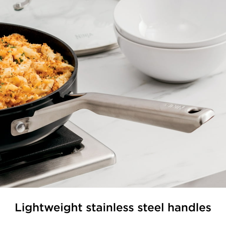 Ninja Foodi NeverStick Stainless 3-Quart Sauté Pan with Glass Lid
