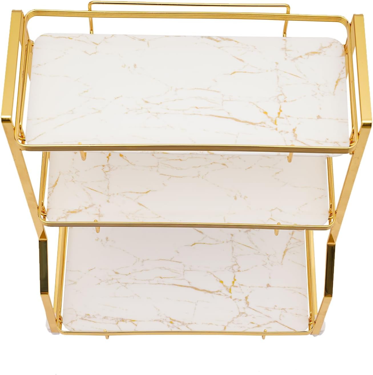 3 Tier Bathroom Counter Organizer - Dresser Countertop Storage, Cosmetics Skincare Shelf Organizer, White Gold Makeup Cosmetic Storage Corner Storage Organizers for Bathroom Kitchen