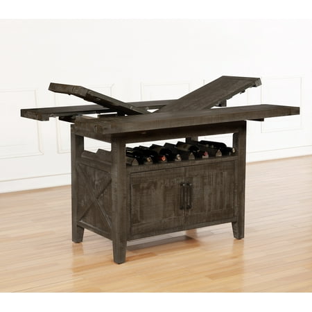 Rustic Counter Height Table with Storage, Wine Bootles support & 16