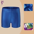 thumbnail image 2 of CPNG Girls Metallic Shorts Sparkly Shiny Hot Shorts Dance Athletic Shorts Elastic High Waist Yoga Gymnastic Shorts(Dark Blue,7-8 Years), 2 of 4