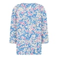 thumbnail image 4 of WTOBBY Ladies Casual Fashion V-Neck Top Featuring Floral Print, Loose Fit, and 3/4 Sleeve, Great for Spring Fall Transitions, Weekend Activities, and Daily Wear,Light Blue L, 4 of 5
