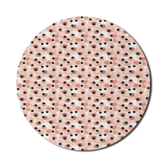 Abstract Mouse Pad for Computers, Round Intricate Blots on a Plain Background, Round Non-Slip Thick Rubber Modern Gaming Mousepad, 8" Round, Pale Rust Charcoal Grey, by Ambesonne