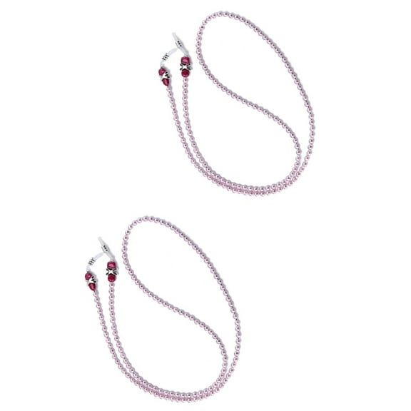 Raindrops Pink Imitation Pearl Beaded Eyeglass Chains Anti-skid Holder Strap Lanyards for Glasses 2pcs