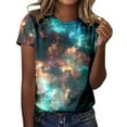 thumbnail image 2 of Women's 2025 Starry Galaxy Shirt 3D Galaxy Print T Shirt Glitter Shirt Fashion Starry Summer Shirt Round Neck Short Sleeve Top Carnival Outfit, 2 of 4