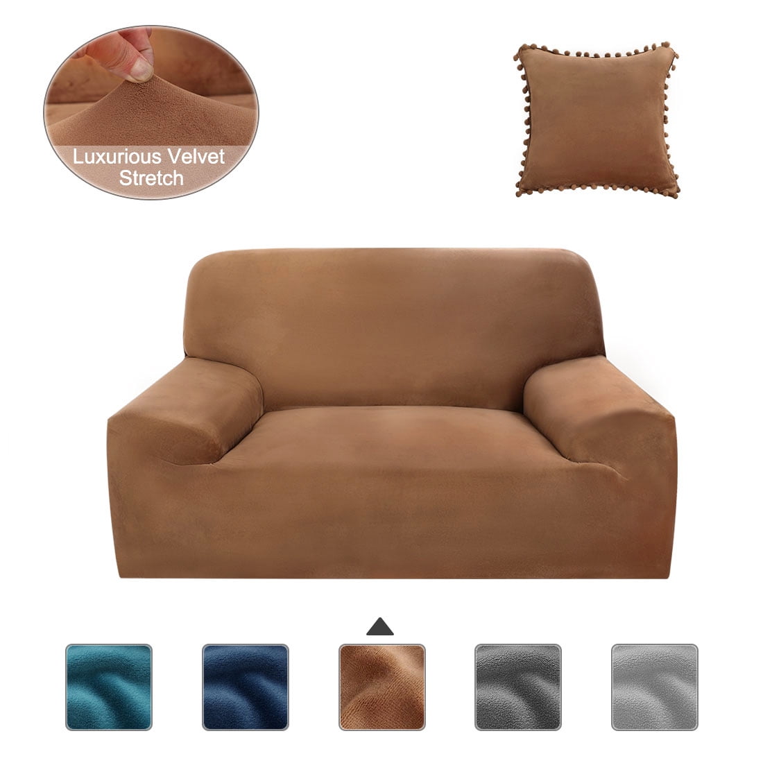 PiccoCasa 1Piece Luxury Velvet Slipcover with One Throw Pillowcase for