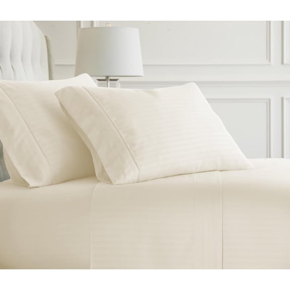 Simply Soft 4 PieceEmbossed Striped - California King - Ivory