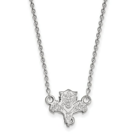 White Gold Panther - Solid 10k White Gold NHL Florida Panthers Small Pendant with Necklace