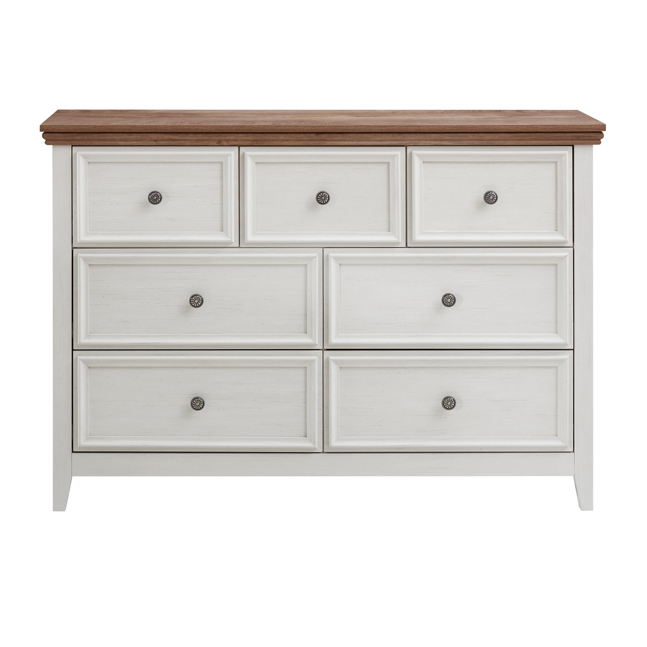 Noble House Arley 7-Drawer Dresser, Modern Farmhouse Wide Chest Organizer for Clothes Storage, for Living Room, Beige