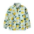 thumbnail image 4 of Uorisanigo Lemon Print Girls Half Zip Cropped Pullover Sweatshirt Loose Long Sleeve Shirts Top Fall Clothes Quarter Zipper Hoodies No Hood for Vacation Shopping Exercise Wear, 4 of 7