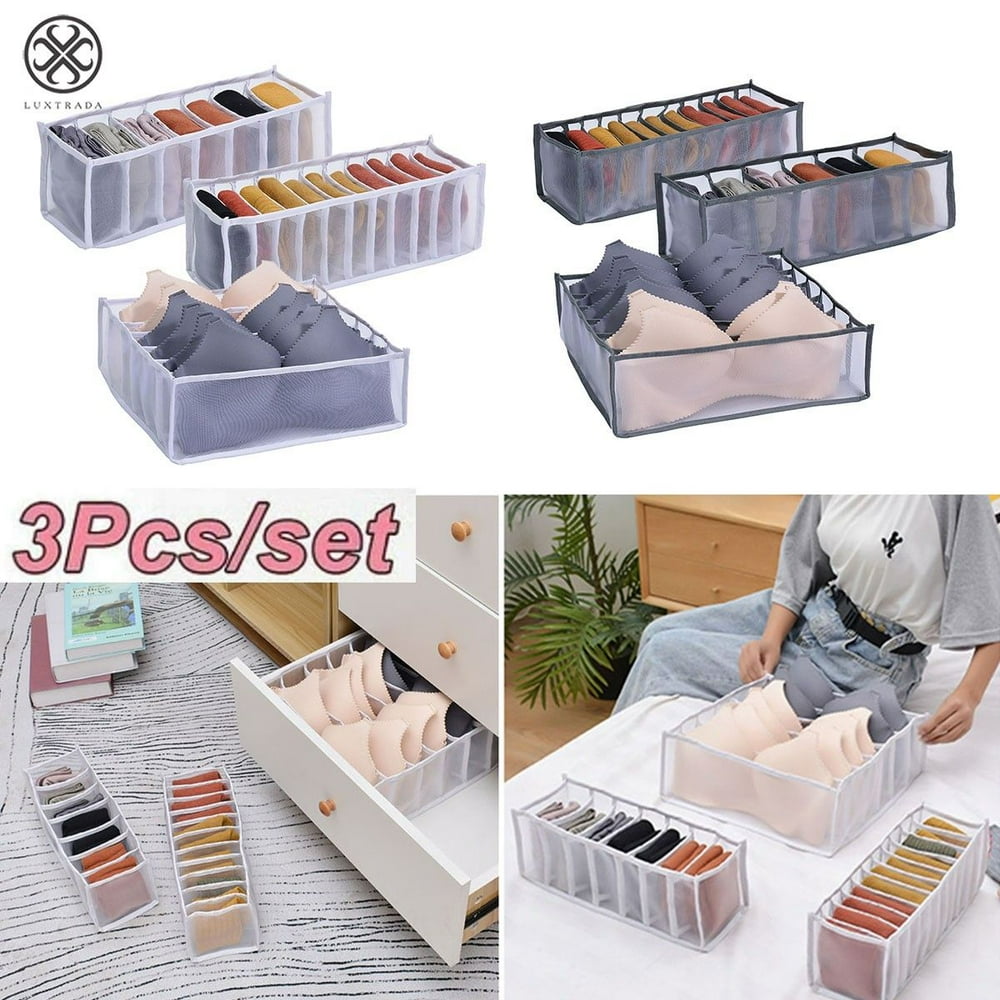 Luxtrada 3PCS/Set Closet Underwear Storage Organizer for Sock, Bra and Underwear Drawer