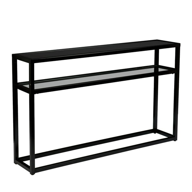Metal Console Table With Glass Shelf, Console Table Glass Black