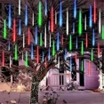 thumbnail image 3 of Cadena de luces LED de lluvia de meteoritos, 8/16/24/32 tubos, 30/50 cm, para decoración de exteriores, Navidad, bodas, árboles, fiestas, 220 V/110 V, 3 of 5